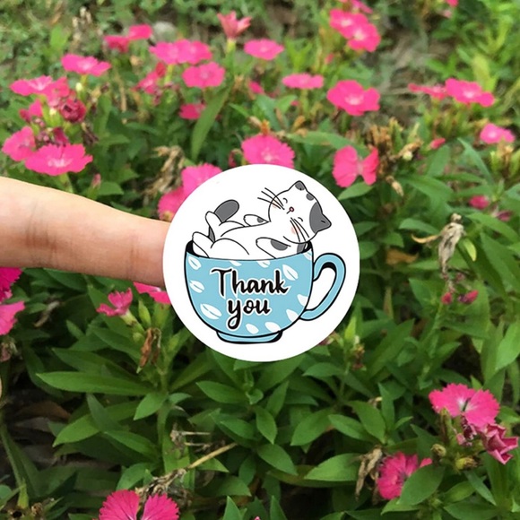 100 Cute Cat Kawaii Kitty Kitten Thankyou Thank You Stickers Small - Picture 4 of 5